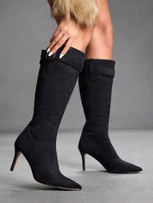 CUCCOO SZL Women's Fashionable Black Mid-Calf Boots - Black - View 9