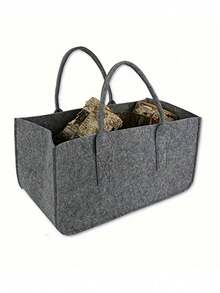 1个大号加厚毛毡布收纳袋，北欧出口毛毡柴火袋，结实耐用的便携式购物袋，适用于房车、户外露营、野餐、办公旅行 - 多色 - 查看 24