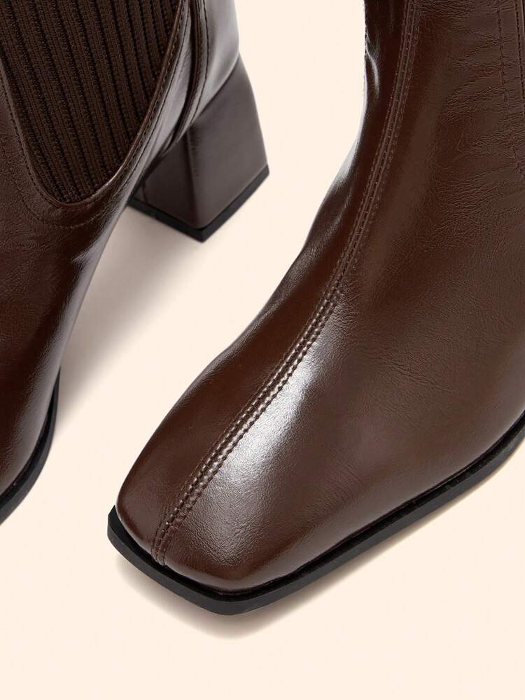 CUCCOO BASICS Women's Casual Commuter Minimalist Chunky Heel Mid-Calf Boots For Christmas Spring Shoes