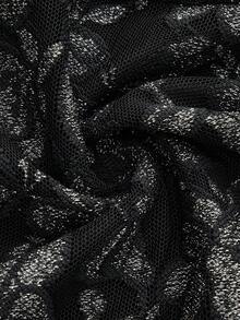 lacRébo Black Fitted Midi Skirt In Metallic Floral Lace Chic Party Skirt Evening Skirt Business Casual Skirt Shiny Skirt Autumn Winter - Black - View 9