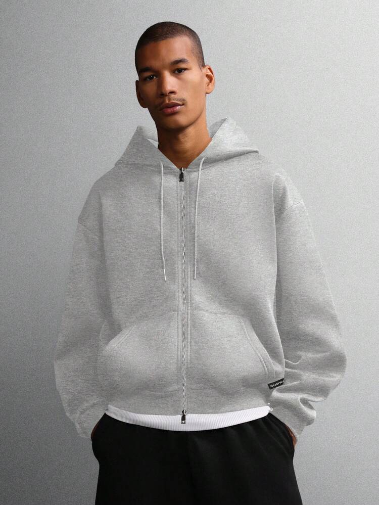 Sudadera con capucha, cremallera completa, ajuste regular y cordones