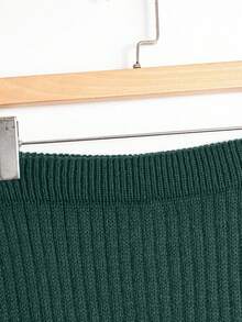 GlowEve 女士休闲/办公室通勤两件套：短款上衣和针织裙，秋冬 - 墨綠色 - 查看 6