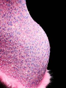 Amplova 女式串珠刺绣迷你吊带连衣裙，粉色，适合派对，超高开衩裙，可爱性感，秋冬保暖 - 彩色 - 查看 3