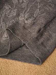 MOTF PREMIUM WOMEN'S JACQUARD EMBROIDERED SWEATER, CASUAL DESIGN, AUTUMN/WINTER - Grey - View 8