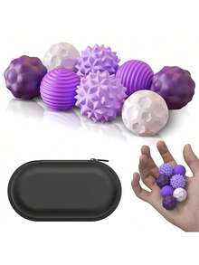 4/8个磁性硅胶球套装，带纹理，可舒缓压力，颜色随机（黑、绿、粉、紫），适用于办公室、教室、公司，全年可用。 - 彩色 - 查看 2