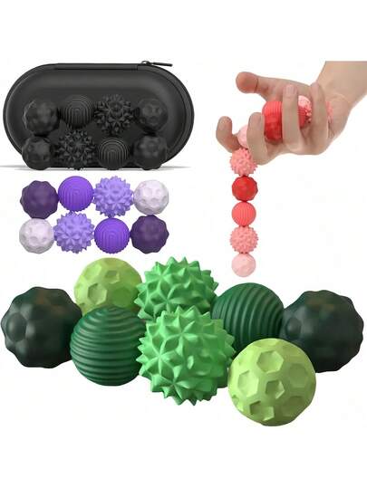 4/8PCS Magnetic Silicone Ball Set Textured Fidget Toys Assorted Colors Black Green Pink Purple Stress Relief For Office Classroom Company All Year Use