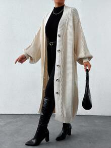 EURMUSE Women's Solid Color Button Front Casual Long Sleeve Cardigan - White - View 5