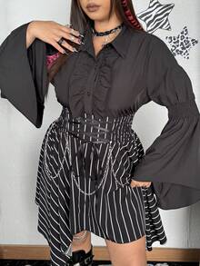 SHEIN Whyspr Vestido de estilo oscuro con bajo asimétrico talla grande - Multicolor - Ver 4