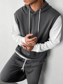 Manfinity Homme Bộ đồ thể thao nam 2 món màu xám trắng, quần nỉ có mũ trùm đầu và quần nỉ mùa thu cho nam Bộ đồ thể thao nam Bộ đồ chạy bộ nam Bộ đồ thể thao nam Bộ đồ thể thao nam có mũ trùm đầu và quần nỉ - Nhiều màu - Xem 1