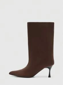 CUCCOO BIZCHIC Women's Pointed Toe Fashion Daily Wear High Heel Mid-Calf Boots For Christmas - Coffee Brown - View 9