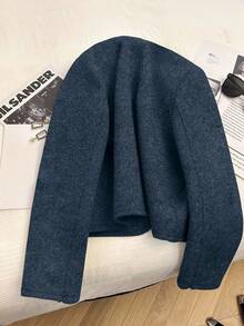 Franclia Fashionable French Elegant Short Brown Round Neck Long Sleeve Women Overcoat, Autumn/Winter