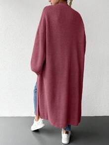 SHEIN 落肩袖開門襟開襟衫 - 粉色 - 查看 2