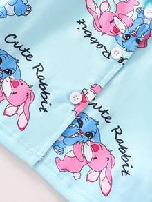 2pcs Baby Girls' Cute Cartoon Animal Print Long Sleeve Cardigan Top And Pants Comfortable Pajama Set - Green - View 3