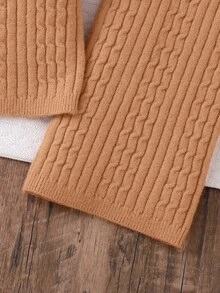 Girls' New Sweet Lace Trim Lazy Solid Color Jacquard Pullover Sweater With Casual Wide Leg Pants, Suitable For Travel, Gatherings, And Back To School - Bronze - View 4