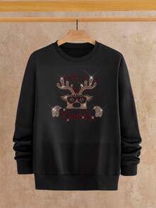 HIMLAND Maglione natalizio da uomo con applicazioni di strass