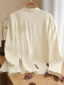 Rusticease Women's Casual Everyday Floral Embroidered Button-Front Shirt, Autumn Winter Clothes For Women  Thanksgiving Outfit For Women