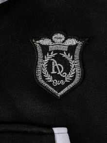 Setelan Jaket Baseball Berkerudung dan Celana Olahraga Kasual untuk Remaja Perempuan - Hitam - View 5