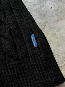 AXEPEAK 男士针织休闲宽松长袖毛衣，时尚年轻，适合日常穿着 - 黑色 - 查看 5