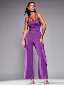 NYA SZN Jaymee Pant High Rise Pleated Flowy Casual Everyday Business Casual Office Teacher Back To School Church Modest Fall Special Occasion Elegant Statement Valentines Day Outfits For Women - Purple - View 1