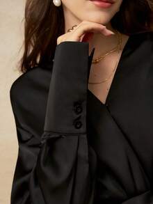 INAWLY Women's Elegant Minimalist Long Sleeve Bodysuit, Suitable For Commuting, Autumn