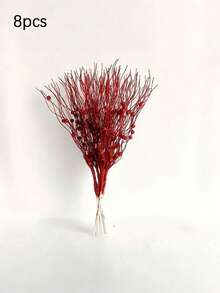 1/4/8PCS Artificial Sparkling Glitter 42cm Plants With Golden Powder Berry,Christmas Tree Decorations And Ornaments For Festival Wedding Party Home Indoor Dining Table, Room,Bedroom Decoration, Gift, Wreath, Rattan Diy Decoration Accessories,Christmas Tree And Christmas Plant Decor Home Decor Christmas Decorations - Red - View 8