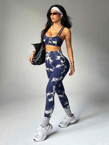 Slayoga Nahtloser, hochelastischer Sport-Yoga-Fitness-BH und Shorts Set