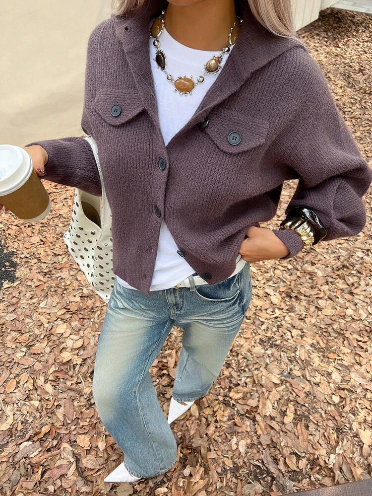 Women's Casual Solid Color Cardigan, Autumn/Winter