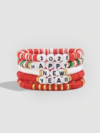 Kawaii 5 pezzi Set di braccialetti con pendente a fragola in cristallo e perline, dolce e carino per le donne, ottimo regalo per amici, San Valentino, mamma, festa della mamma