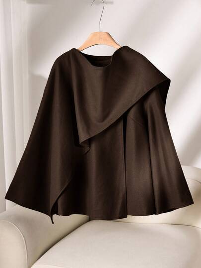 CosyJoli معطف كاجوال فضفاض بياقة وشاح ذو لون أحادي للنساء ذوات الحجم الكبير، خريف/شتاء