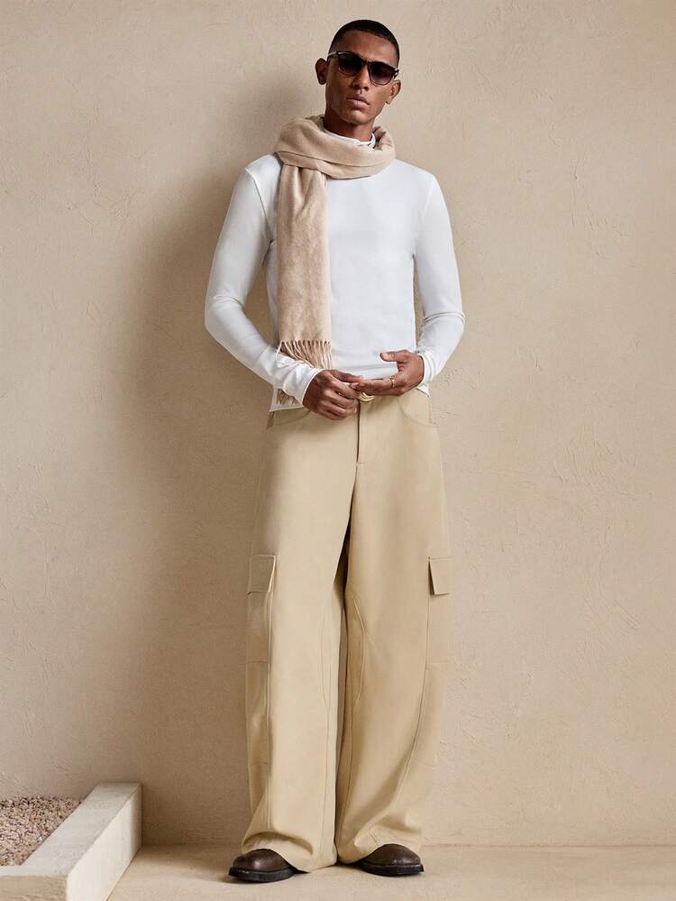 Calça Solta Multibolso de Cor Sólida AKNOTIC, Adequada para Festa de Natal, Casual Business, Estilo de Férias de Outono/Inverno