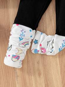Elladie kids 2 件套年轻女孩独角兽印花长袖连帽衫和裤子休闲装，秋季 - 彩色 - 查看 7