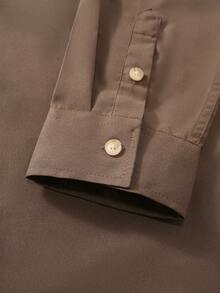 Manfinity Nomadique  Men's Western-Style Brown Loose-Fit Floral Heat-Transfer Long-Sleeve Shirt - Suitable For Halloween, Fall Casual Outings & Western-Themed Events, Also A Thoughtful Gift For Husbands/Boyfriends. - Brown - View 5