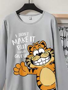 2 件套男童灰色虎纹针织面料舒适柔软长袖上衣和裤子休闲家居服套装 - 灰色 - 查看 9