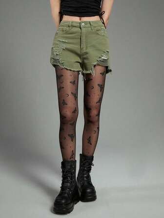 Goth 1 paio di calze di moda da donna personalizzate con stampa, 20 denari, taglie forti