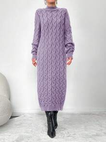 EURMUSE Einfarbiges Langarm-Pulloverkleid für Damen, modisch für Herbst/Winter