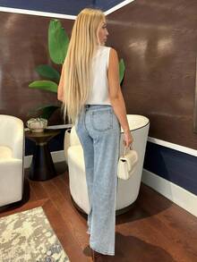 Cioccolato Camisa casual sin mangas con botones delanteros y estampado para mujer, para uso diario