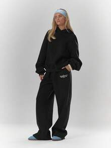 MUSERA Sudadera con capucha con estampado gráfico, solo parte superior de chándal, cómoda y linda, casual, Club de Café, - Negro - Ver 3