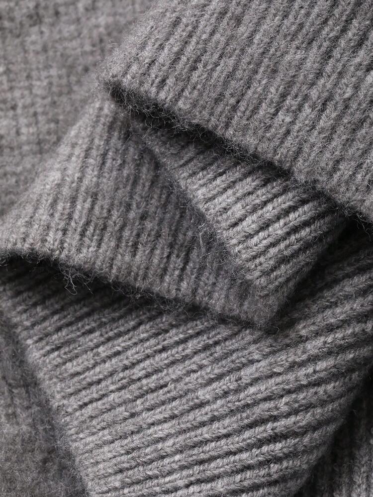 Women's Casual V-Neck Loose Knit Sweater, Solid Color, Autumn