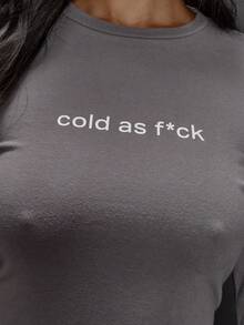 MUSERA 修身长袖圆领印花T恤，适合秋冬季日常外出、夜间活动、性感街头风、圣诞节等场合，尽显优雅圣诞气息。 - 灰色 - 查看 6