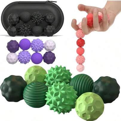 4/8PCS Magnetic Silicone Ball Set Textured Fidget Toys Assorted Colors Black Green Pink Purple Stress Relief For Office Classroom Company All Year Use