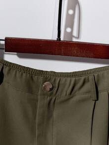 Franclia 2件套女士套装：时尚高端圆领长袖衬衫和休闲裤 - 咖啡棕 - 查看 4