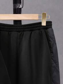 2pcs/Set Casual Quilted Pocket Splice Hoodie Jacket And Drawstring Pants Set For Teenage Boys, Suitable For Autumn/Winter Daily Commute, Leisure Outings, And School Wear