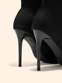 CUCCOO BASICS 女士时尚黑色绒面尖头高跟踝靴 - 黑色 - 查看 4