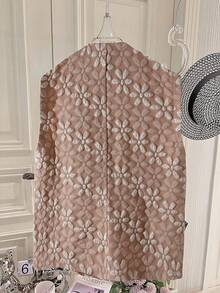 GlowEve CURVE Chaleco sin mangas con lunares de talla grande, diseño de bolsillo falso con dobladillo plisado, corte holgado - Caqui - Ver 2