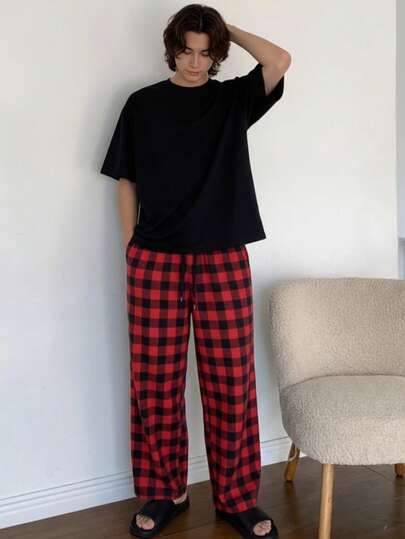 Set pijama para caballero pantalón de felpa y playera oversize suave M/G