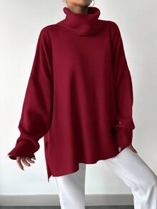 Jersey De Cuello Alto Y Manga Larga Para Mujer - Rojo violeta - Ver 5
