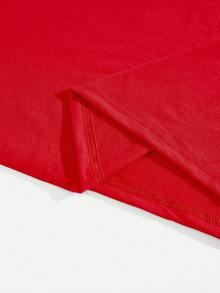 Manfinity Homme Kaos Lengan Pendek Pria Ukuran Plus Slim Fit Motif Rusa dan Pohon Natal Lucu, Cocok untuk Keluarga - Merah - View 4
