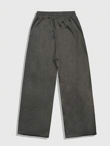 ROMWE MEN Street Life Pantalon ample à jambes larges, taille à cordon de serrage, avec décorations de strass et passepoil contrastant, style mode de rue décontracté pour hommes - Multicolore - Voir 2