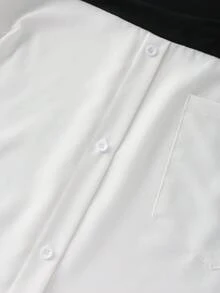 EMERY ROSE 大码女式休闲宽松黑白撞色口袋轻便运动衫 - 黑與白 - 查看 7