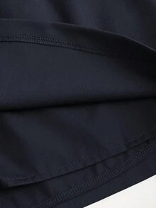 Sweetra Spring/Summer Bowknot Tie Sexy Slit A-Line Women Mini Skirt - Navy Blue - View 5